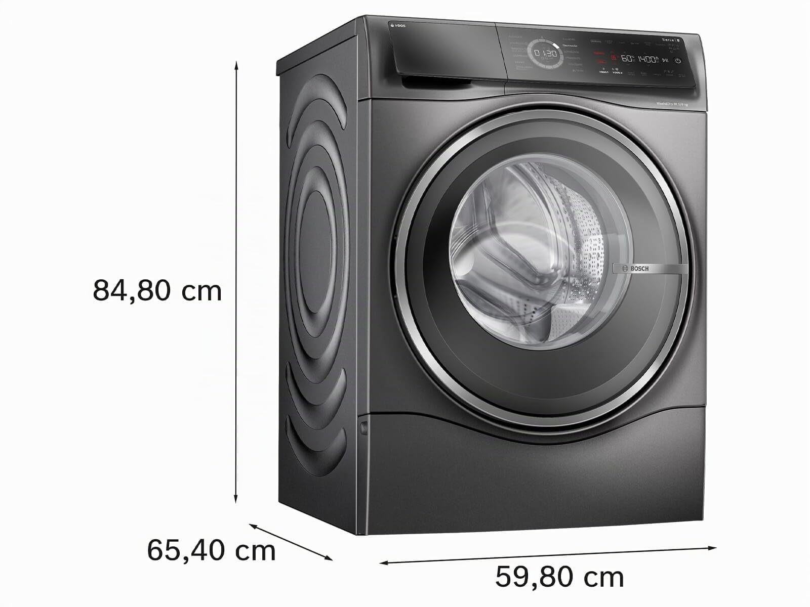 Bosch WNC254AS0 Série 8 Lave-linge séchant intelligent, lavage 10,5 kg et séchage 6 kg, 1400 tr/min, dosage intelligent i-Dos, élimine 16 types de taches, IronAssist avec fonction vapeur, AutoDry