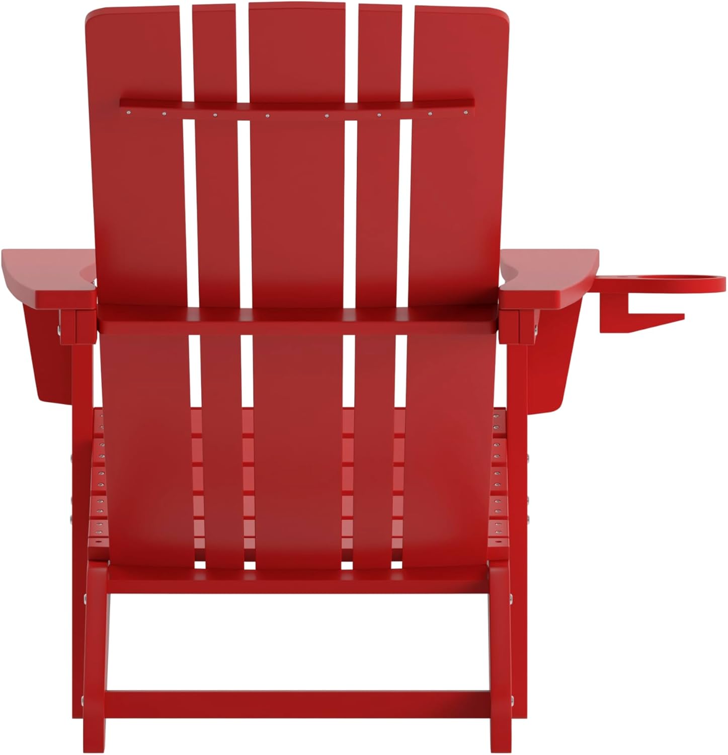 Flash Furniture Halifax Adirondack Chair with Cup Holder, Weather Resistant Poly Resin Adirondack Chair, Red