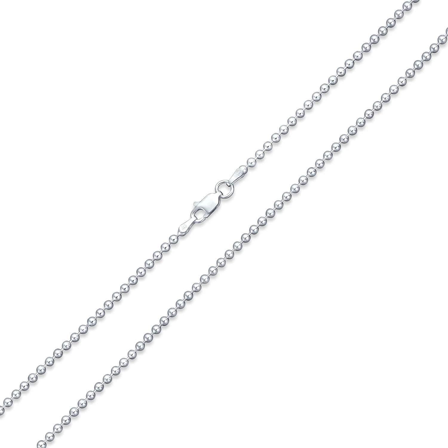 Verona Jewelers 925 Sterling Silver Italian 1.5MM, 2MM Silver Bead Ball Chain Necklace - Image 2