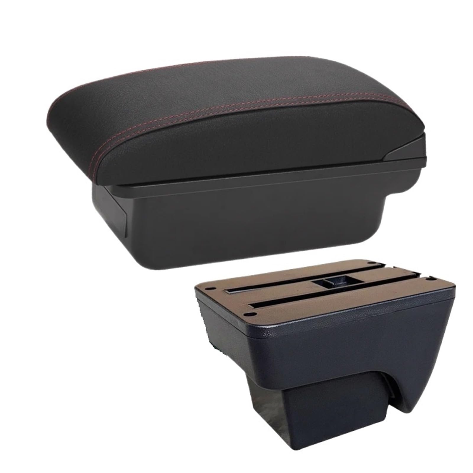 UMDJJU For Seat For Ibiza 6j 6L 2017-2025 Car Armrest Auto Storage Box Retrofit Interior Accessories Car Centre Console Armrest Box(C1 Black red NO USB)