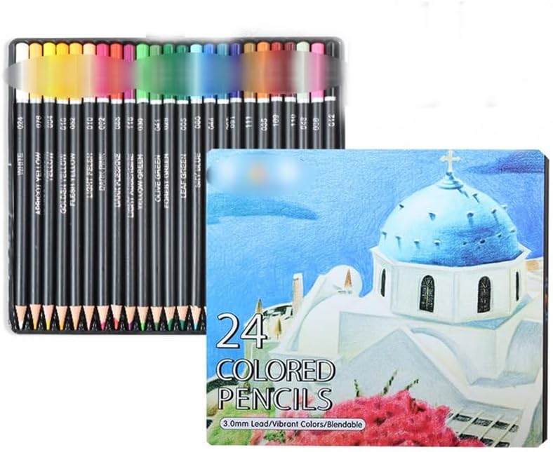 Painting Colouring Brushes 24 Colours Oil Based Colour Pencils Set Black Rod Art Supplies Tools