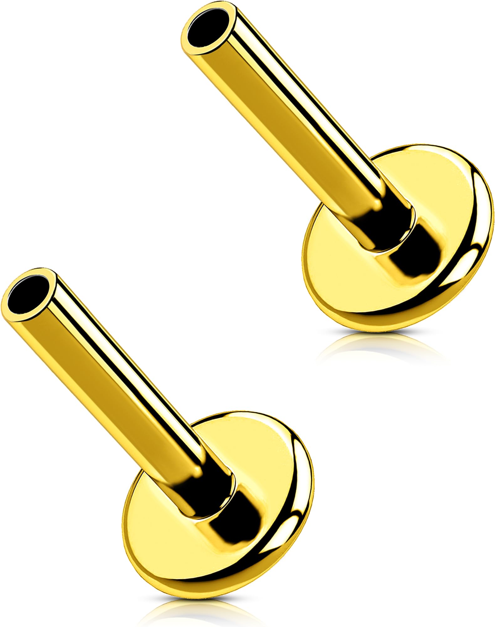 20G/18G/16G G23 Titanium Threadless Flat Back Stud Posts - Silver/Gold Replacement Bars For Nose, Helix, Tragus, Conch, Labret & More