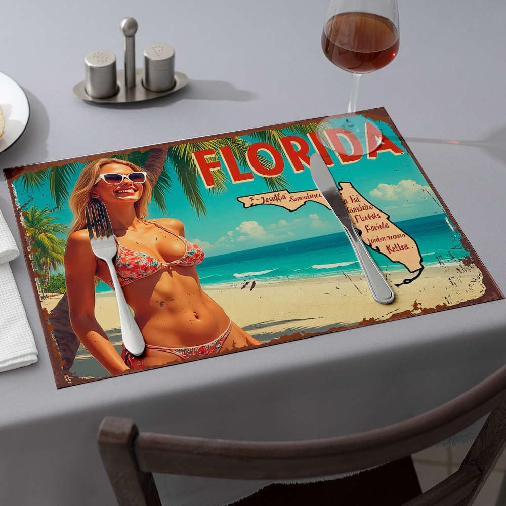 Sets de table jaunes Florida par 6 pour sublimer vos repas en famille
