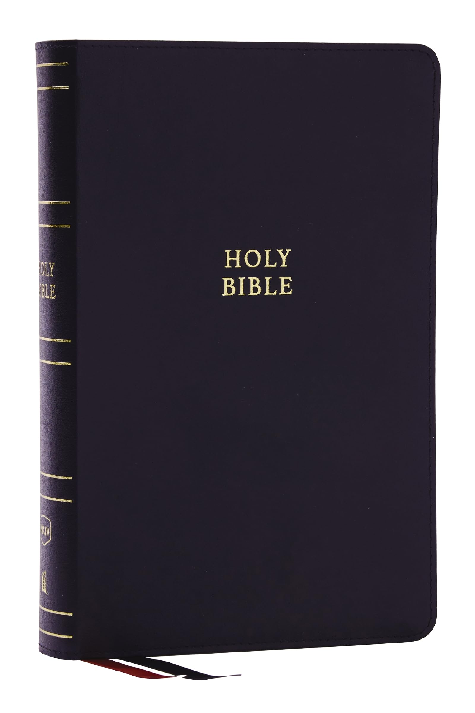 NKJV, Single-Column Reference Bible, Verse-by-verse, Bonded Leather, Black, Red Letter, Comfort Print, Hardback,
