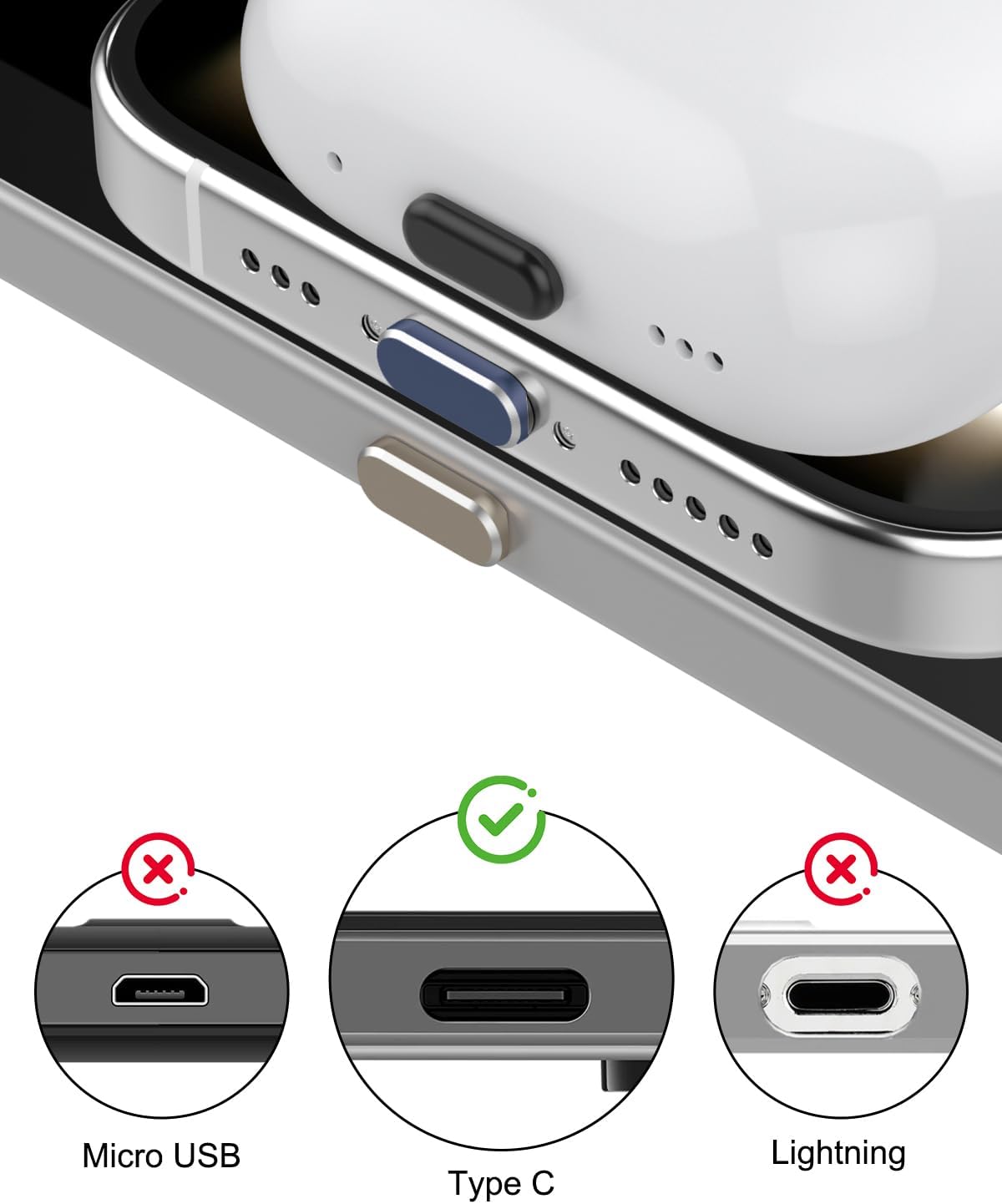 Speaker Protector for iPhone 17 Pro Max, USB C Dust Plug, Blue thumbnail