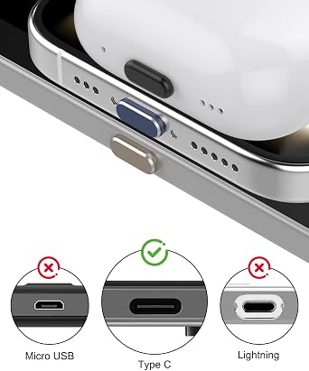 for iPhone 17 Pro Max Speaker Protection Cover, USB C Dust Plug Port Cover