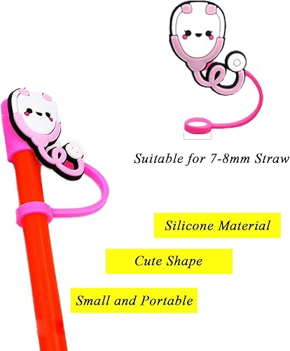 Miniatura 2 de 6 fundas de silicona para pajilla, fundas reutilizables para pajillas, puntas de popote a prueba de salpicaduras, cubierta de popote de temática