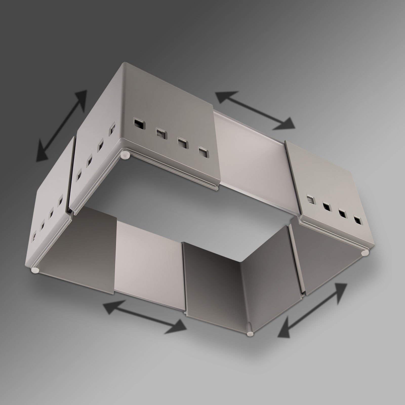 Set da 2 x SO-Tech® CuisioFlex Divisori Separatori per Cassetti Grigio Alluminio/Bianco Traslucido