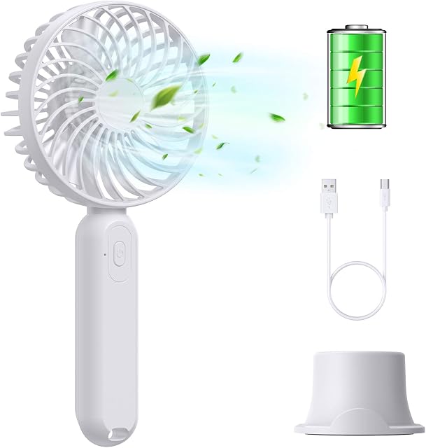 ZEBRE Handheld Fan, Portable USB Hand Fan Desk Fan, 3 Speeds Personal Mini Hand held Fan with 2000mAh Rechargeable Battery for Home Office Bedroom Outdoor Travel