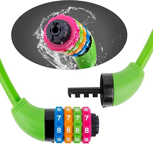 Miniatura 4 de Cable de bloqueo de bicicleta, bloqueo de cable de bicicleta con combinación de 4 dígitos y cabezal de bloqueo de aleación, bloqueo de cable de