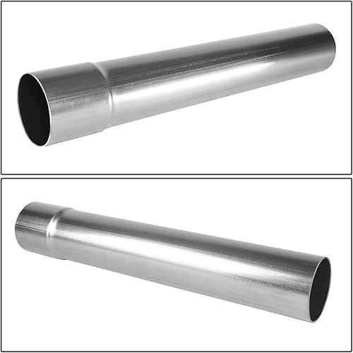 Miniatura 5 de DNA MOTORING ZTL-PP-25-0-RAW Tubo de escape recto de 18 pulgadas para bricolaje, 2.5 pulgadas de diámetro exterior, ajuste universal, acabado natural