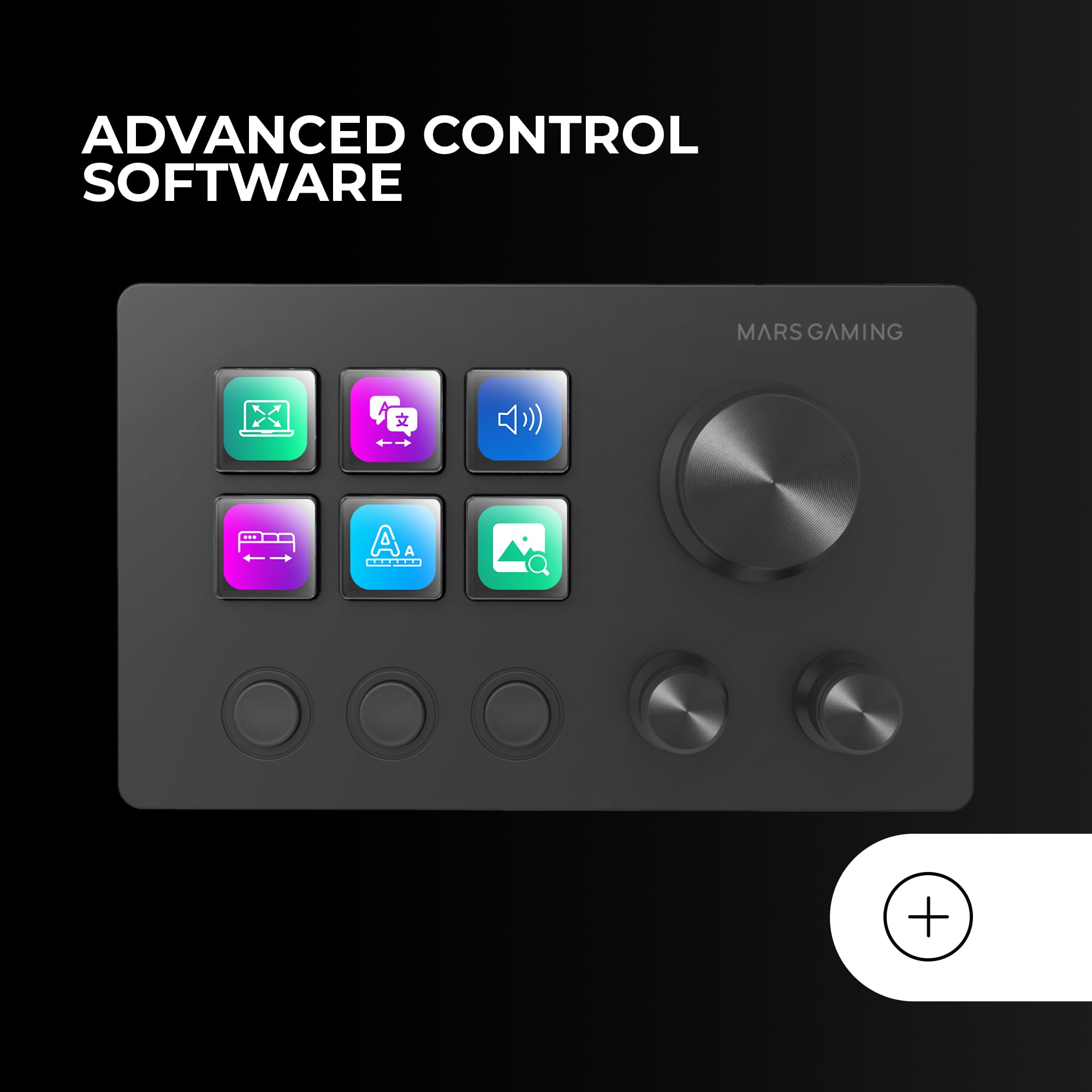 Mars Gaming MSD-Neo Control Deck - 15 Touches LCD Personnalisables, Molette, écran Surveillance - Pour Streamers, Productivité