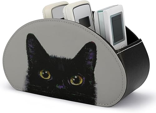 Black Cat Pu - Organizador de piel sintética para control remoto con 5 compartimentos