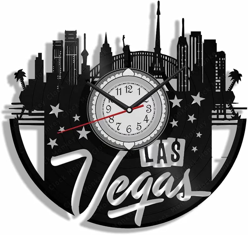Las Vegas USA Wall Clock Vinyl Record Wall Art 12 Inches Home Decoration Travel Souvenir Gifts