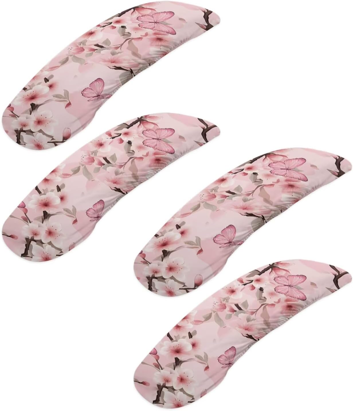 Cherry Blossom Print Office Chair Armrest Cover, Butterfly Printed Desk Chair Armrest Slipcovers Stain Resistant, Stretchy Gaming Chairs Arm Rest Covers