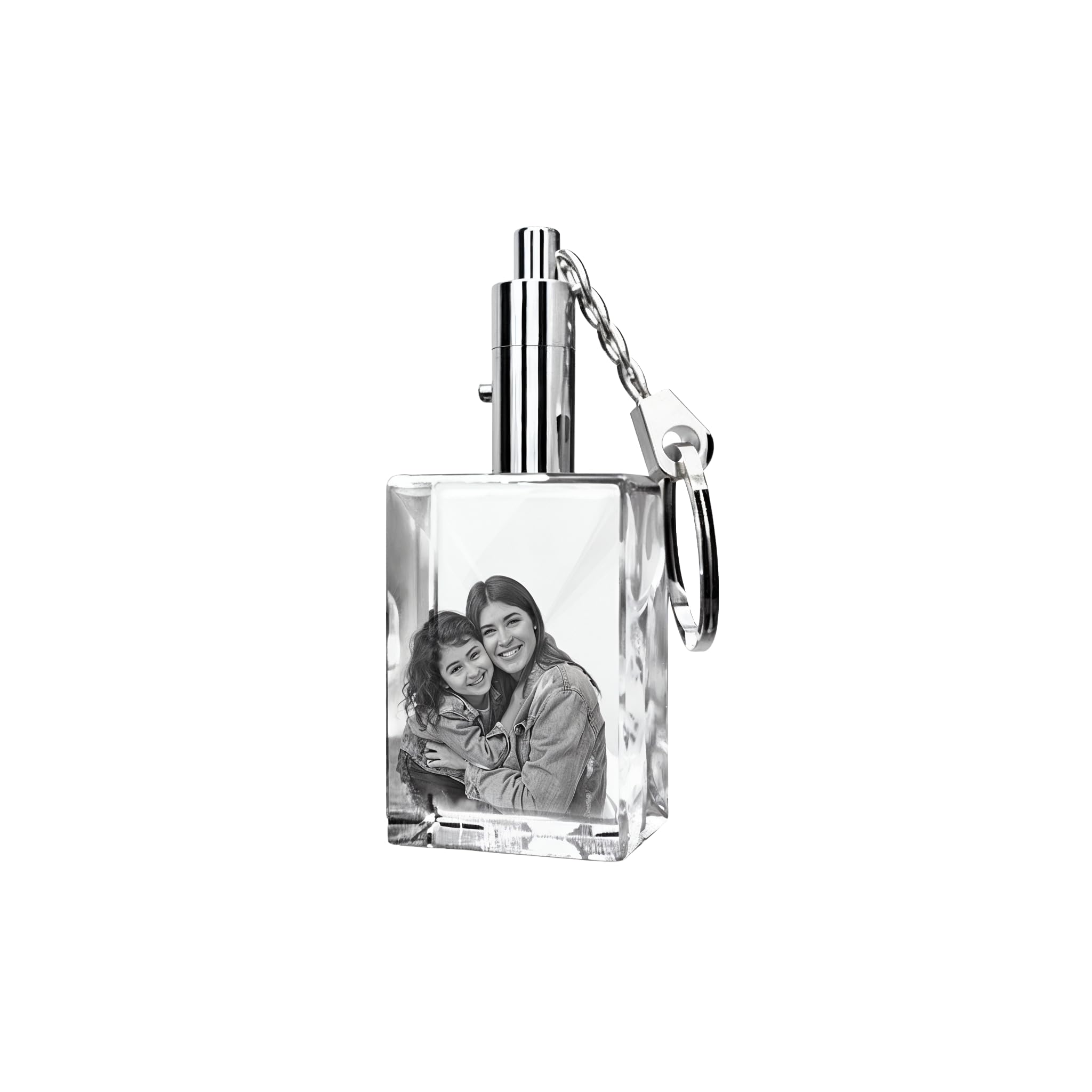 Giftic Unisex Rectangle Keychain 3D Keychain Crystal Photo, Personalized Gifts For Her Him Dad Mom, Customized Memorial Anniversary Couples Gifts, 3D Laser Etched Picture (, 3X2x1.2cm)