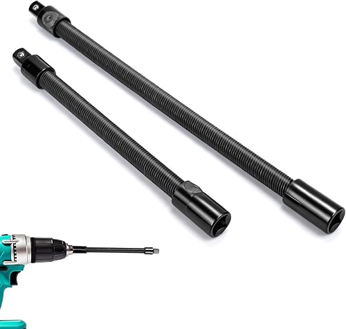 Penitue 2pcs 1/2 Flexible Shaft Extension Extender Torque Socket, Bendable Socke