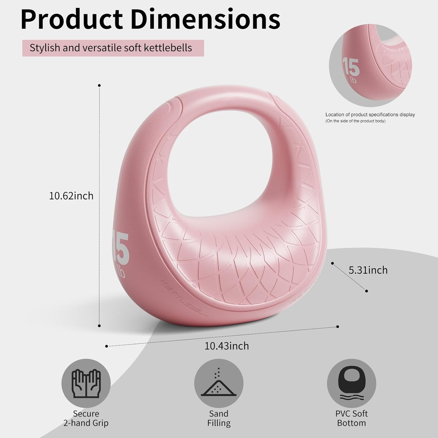 Soft Kettlebell, Strength Training Kettlebells Anti-Slip Grip with Cushioned Impact-Resistant Base, Handbag Soft Kettlebell for Home Workouts, Kettlebells for Men/Women/Beginners (6LB/10LB/15LB)