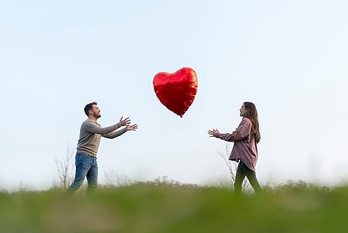 Miniatura 4 de 4 globos grandes en forma de corazón de 32 pulgadas enormes globos de papel de aluminio rojo metálico globos de amor para el día de San Valentín
