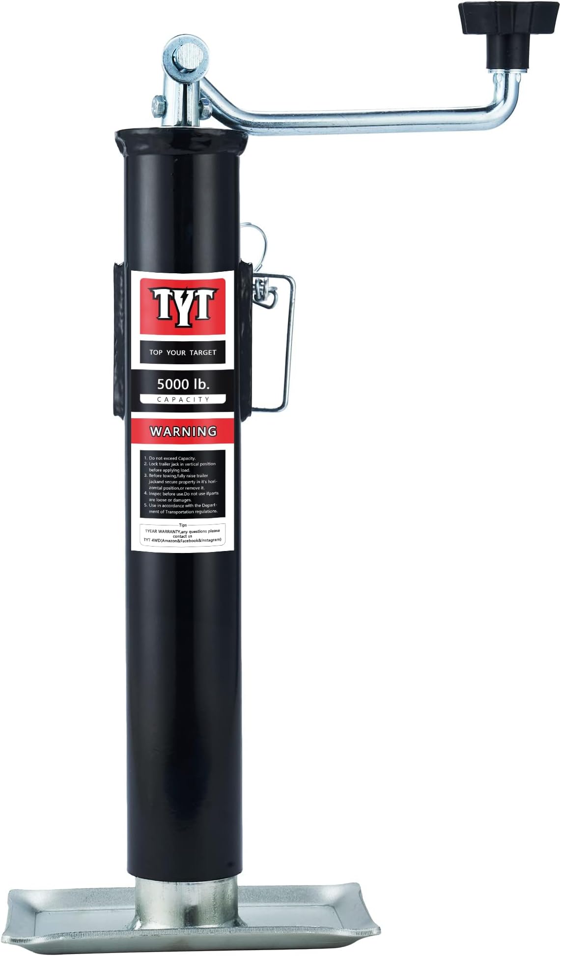 TYT Brands Weld-On Pipe-Mount Swivel Trailer Jack, 5,000 lbs. 10 Inches Vertical Travel, Trailer Jacks Retracted Height 11-21/25 inches, Extended Hight 21-21/25 inches