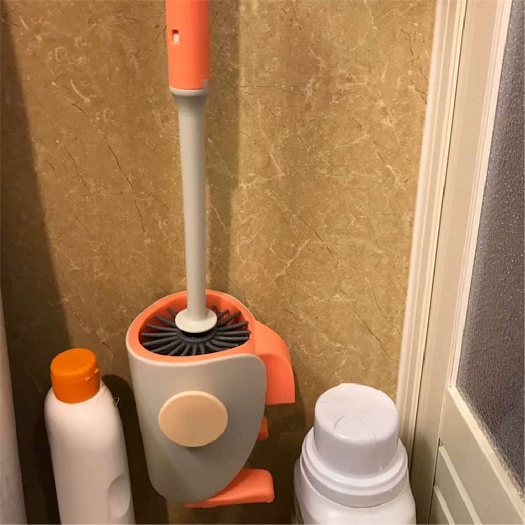 Juego de escobilla y Soporte para Inodoro, Cepillo de Limpieza para Inodoro de baño con Silicona Suave, Cepillo de Suelo de pie y de Pared
