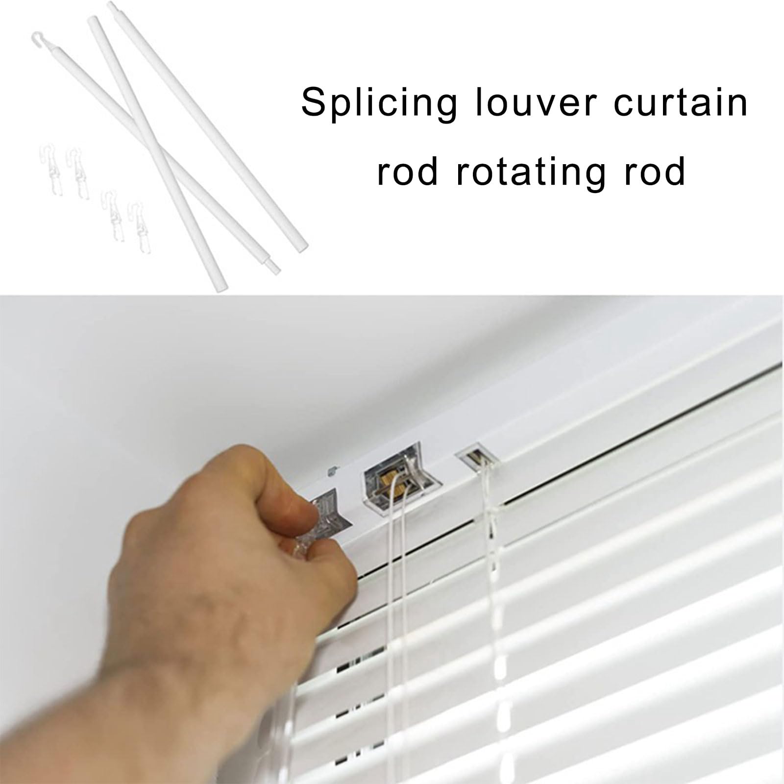 VerticalBlinds - Bastone di ricambio per tende da finestra, in plastica trasparente, con ganci e impugnature, lunghezza 30,5 cm, 2 pezzi