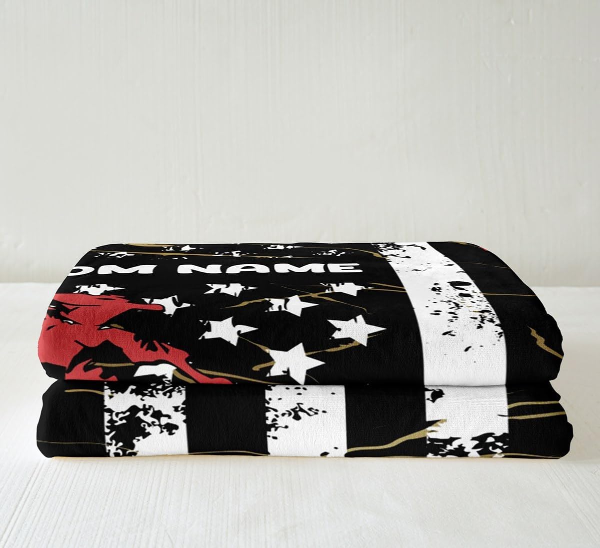 Erosebridal Custom Name Dirt Bike Throw Blanket, American Flag Fleece Blanket Queen Size,Motocross Rider Extreme Sport Sherpa Blanket United States Federations Stars Fuzzy Blanket for Kids Boys Teens