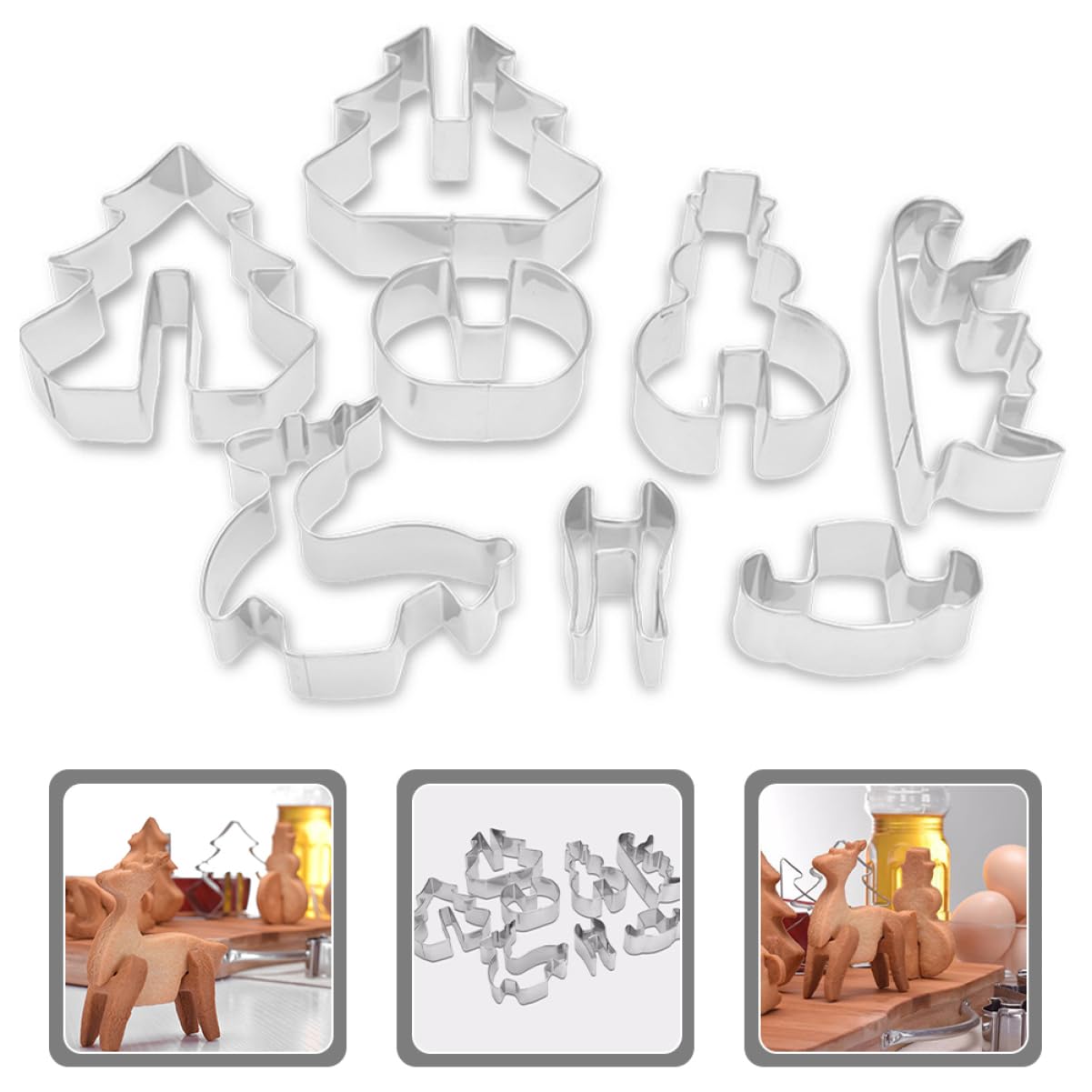 Cabilock 5 Ensembles Emporte-pièces Biscuit Trousse Emporte-pièce Drapeau Matrice De Decoupe Ustensile De Cuisine Emporte-pièce Ménager Emporte-pièce De Style De Noël Silver 8 Pièces * 5