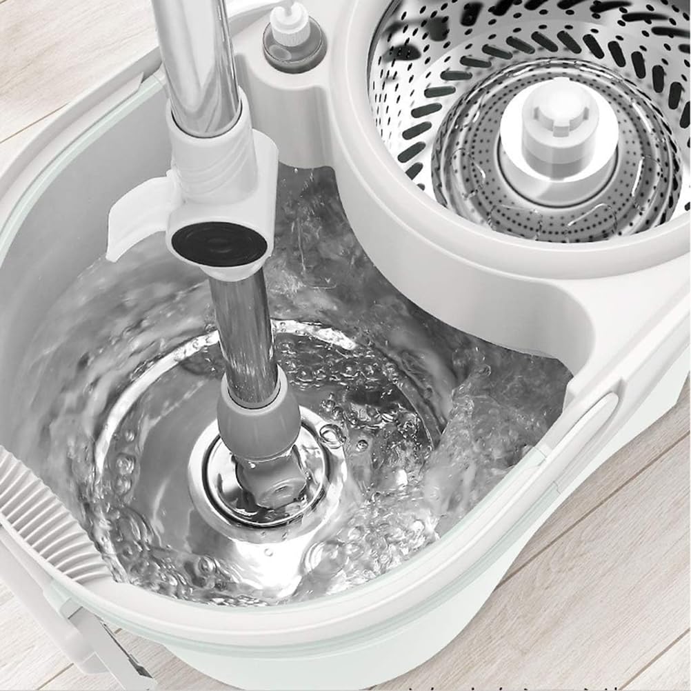 Fregona y cubo giratorios para el hogar, herramienta de limpieza de suelos | Sistema de cubeta y trapeador giratorio para pisos de madera noble en el hogar