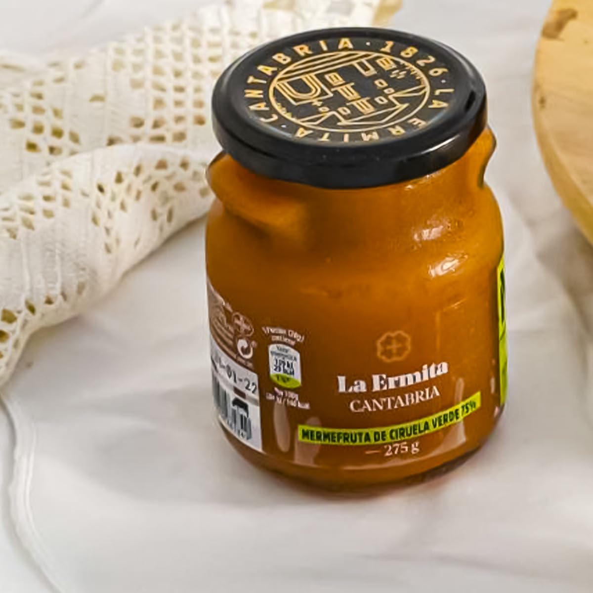 LA ERMITA MermeFruta de Ciruela Verde, Compota Estilo Mermelada con 75% Fruta, Sabor Fresco y Ácido, Sin Gluten ni Conservantes, Tarro de Vidrio 275 g (Pack 6 unidades)