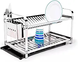 Escorredor de Louças 20 Pratos com Porta Talher Inox e Bandeja Mak-Inox 2220