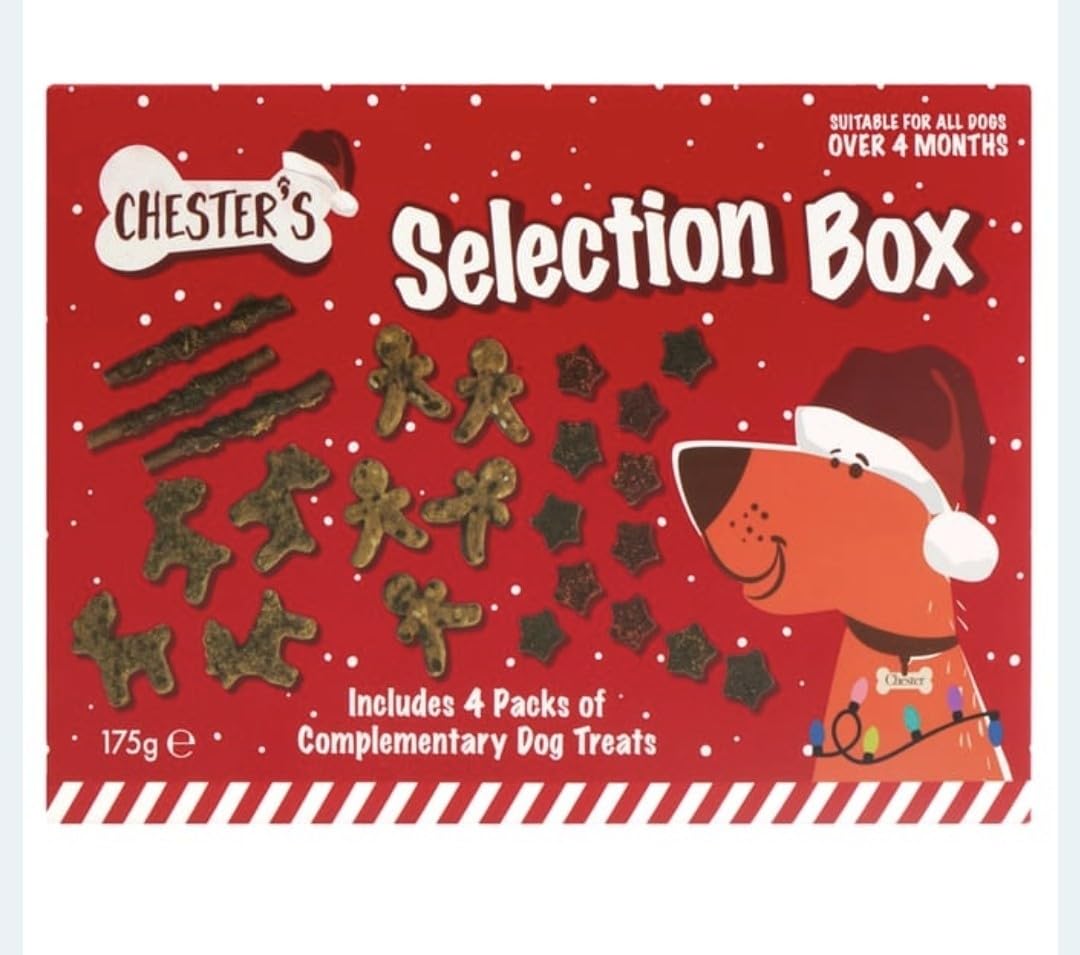 Chesters Selection Box For Dogs (175g) Includes 4 Packs of Festive Christmas Dog Treats