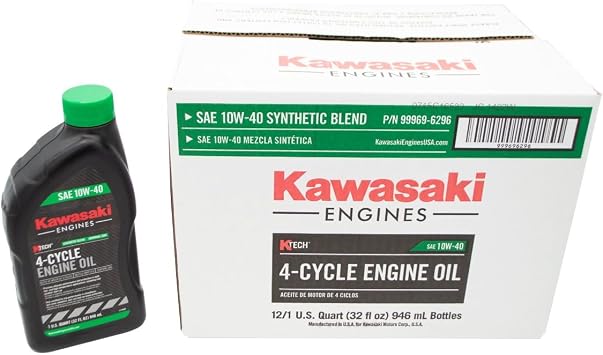 Kawasaki Case of 12 Genuine OEM 10W40 Motor Oil Quart 4-Cycle K-Tech 99969-6296...