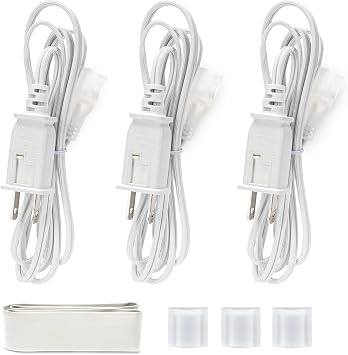 GZBtech COB Neon Rope Light Power Cord Connector Kit Set of 3 for Cutting Needs, with End Cap*3 & Heat Shrink Tube