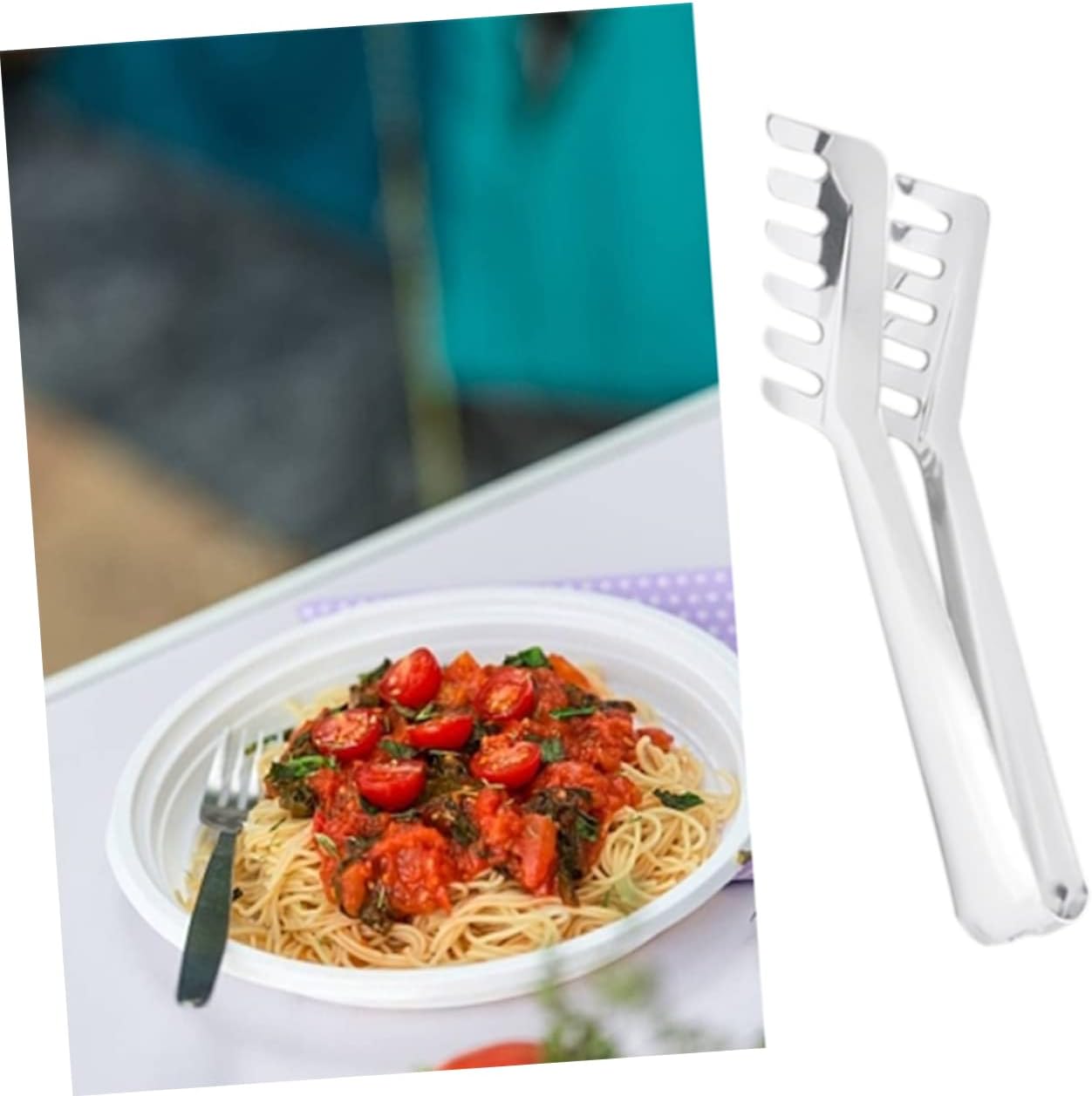 Spaghetti Tongs Serving Stainless Steel for Pasta Clip Salad Bbq