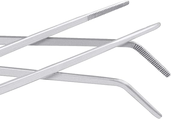 3PCS 10.6 Stainless Steel Aquarium & Reptile Feeding Tweezers | Straight & Curved Tips, Extra Long, For Lizards Snakes Bearded Dragon, Plant, Aquascape Terrarium Tank Tools,Accessories