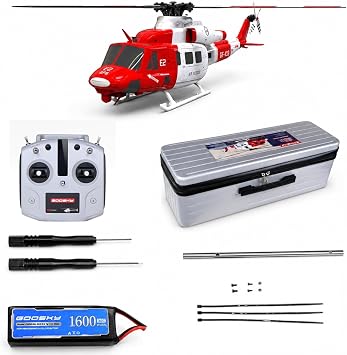 Goosky E2 UH-1Y Air Rescue GPS Scale RC Helicopter - RTF with Carrying Case | 135 Scale With Advanced Dual Brushless Direct Drive & TOF LiDAR Smart Flight Control System For Beginners, Adults
