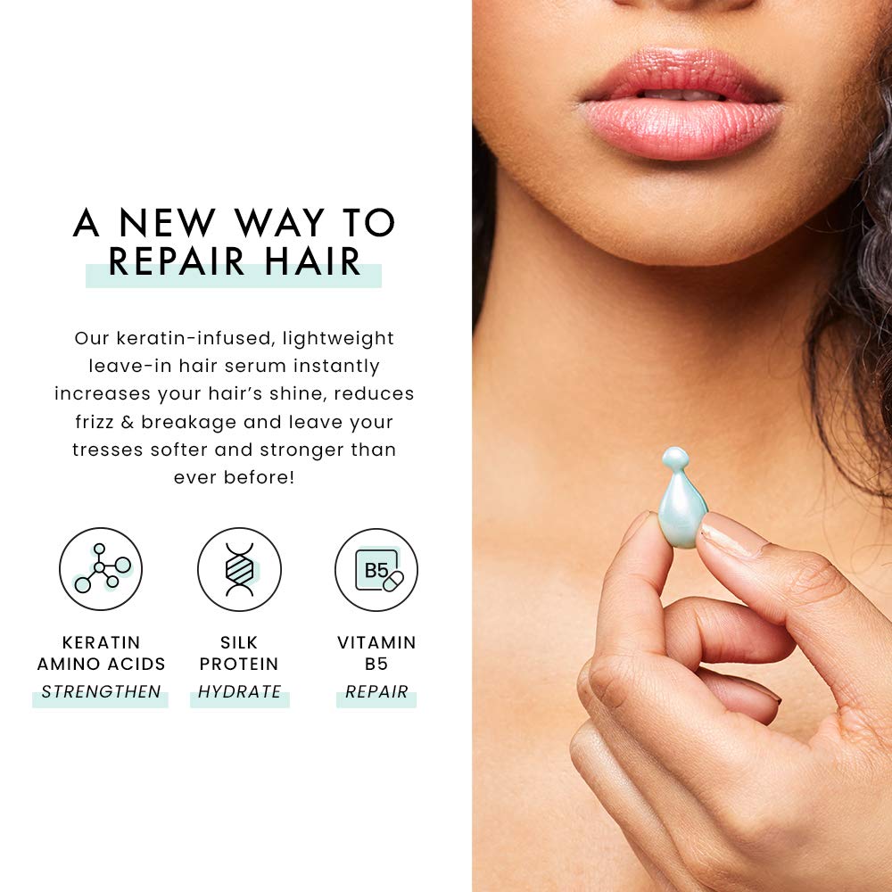 Keratin Hair Treatment Oil | Made in Italy No Sulfate Serum Vitamin B5 & Amino Acids For Dry, Damaged Hair Of All Types | Deep Conditioning Repair For Women & Men | Anti Frizz Color Safe 30 Capsules : Beauty & Personal Care