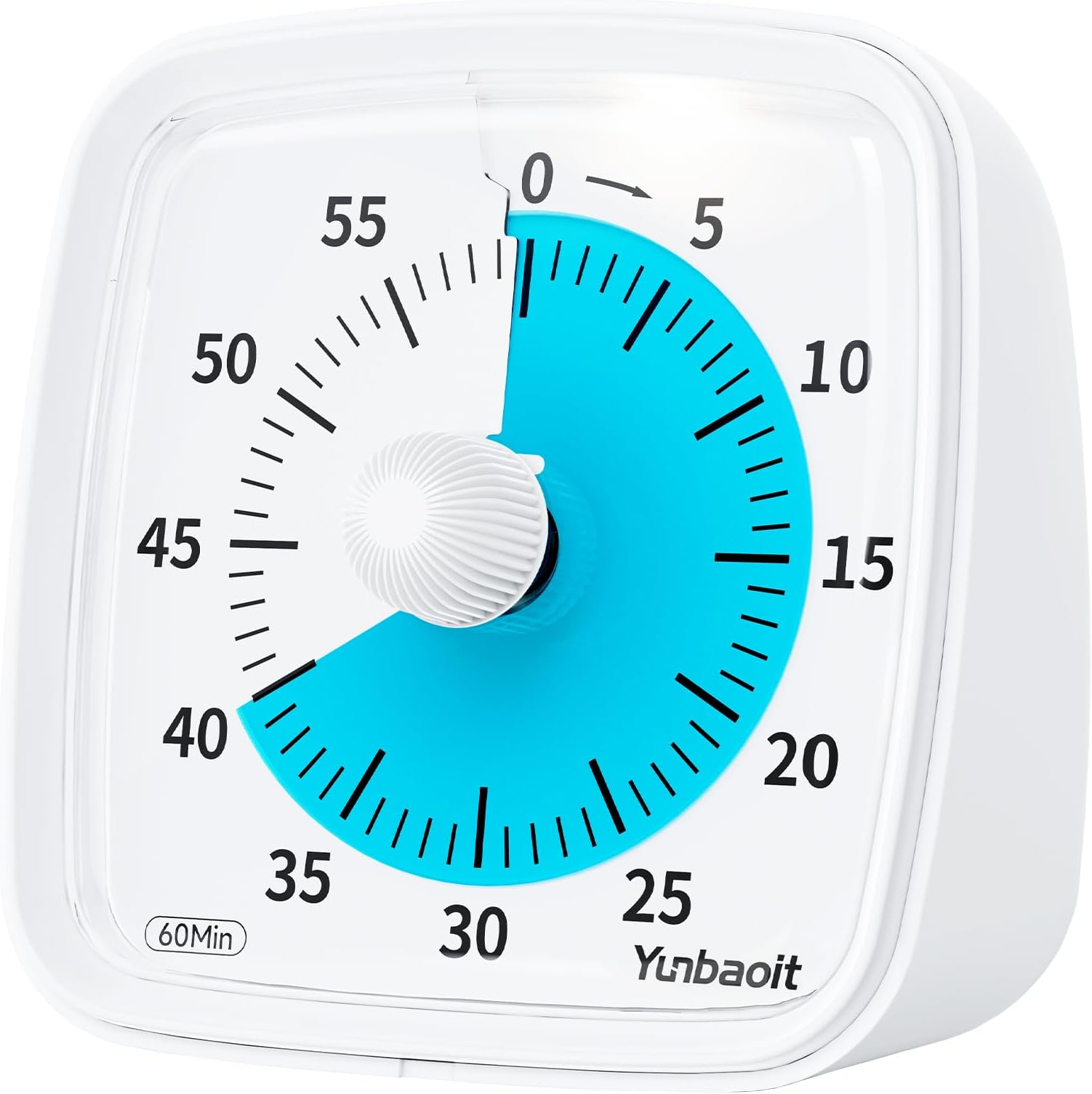 Yunbaoit Visual Timer with Night Light, 60-Minute Countdown Timer for Kids and Adults, Silent Classroom Timer, Time Management Tool for Home, School, or Work (Light White)