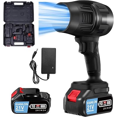 ブロワー 洗車 EIANLON【2025強化版】 充電式 4000mAh大容量バッテリー2個搭載 マキタ18V電池互換 強力 電動ブロワー 無段階変速 高速回転 …