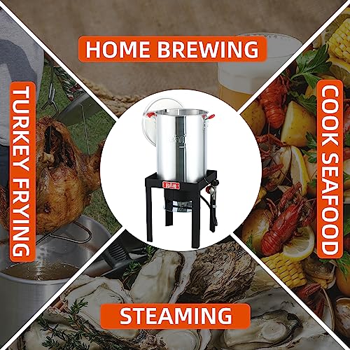 Image of Feasto 22701A 30QT Turkey & Fish Fryer Set for Outdoor Cooking, CSA Certified,Turkey Deep Fryer Pot with Basket for Thanksgiving Day, 50,000 BTU Propane Burner Outdoor Fryer