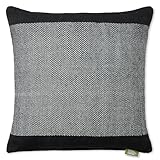 TOWN & COUNTRY TERRA Alara Solid Border Handcrafted Indoor Outdoor Decorative Pillow, 100% Recycled Materials, UV Fade Resistant, Water Repellent, Black/Ivory, 20'x20'