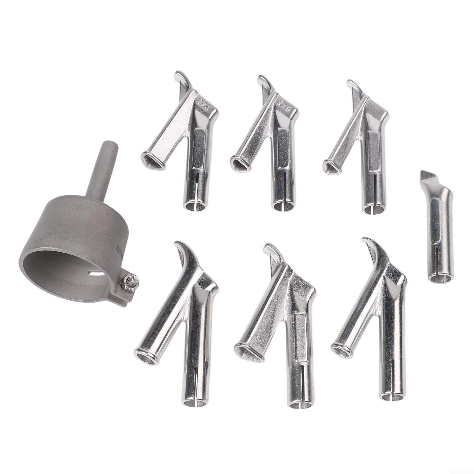 8 boquillas de soldadura de acero inoxidable para aparatos de aire caliente de 32 mm, redondo/triángulo/boquilla para soldadura de plástico PVC PP, compatible con 1500-2000 W