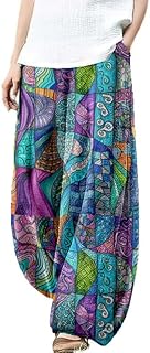 Pantalones de harén multicolor a media pantorrilla para mujer, estilo patchwork, casual, primavera/verano