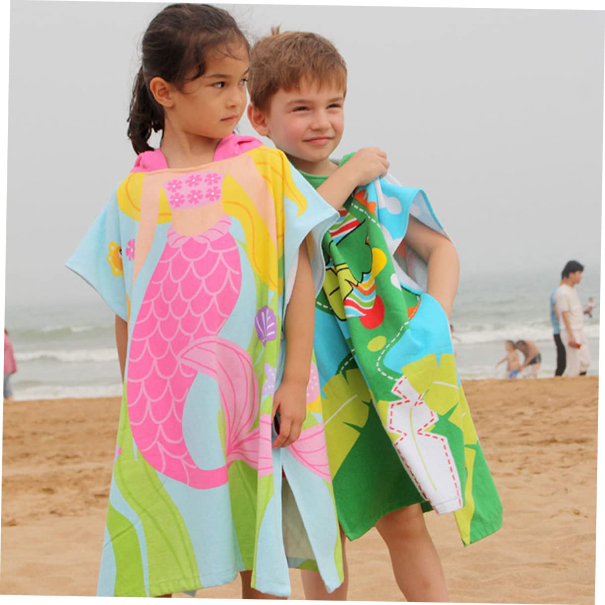 Toalla Infantil con Capucha de Algodón para Playa y Baño Diseño de Sirena y Ligera para Ropa de Playa y Bata de Ducha