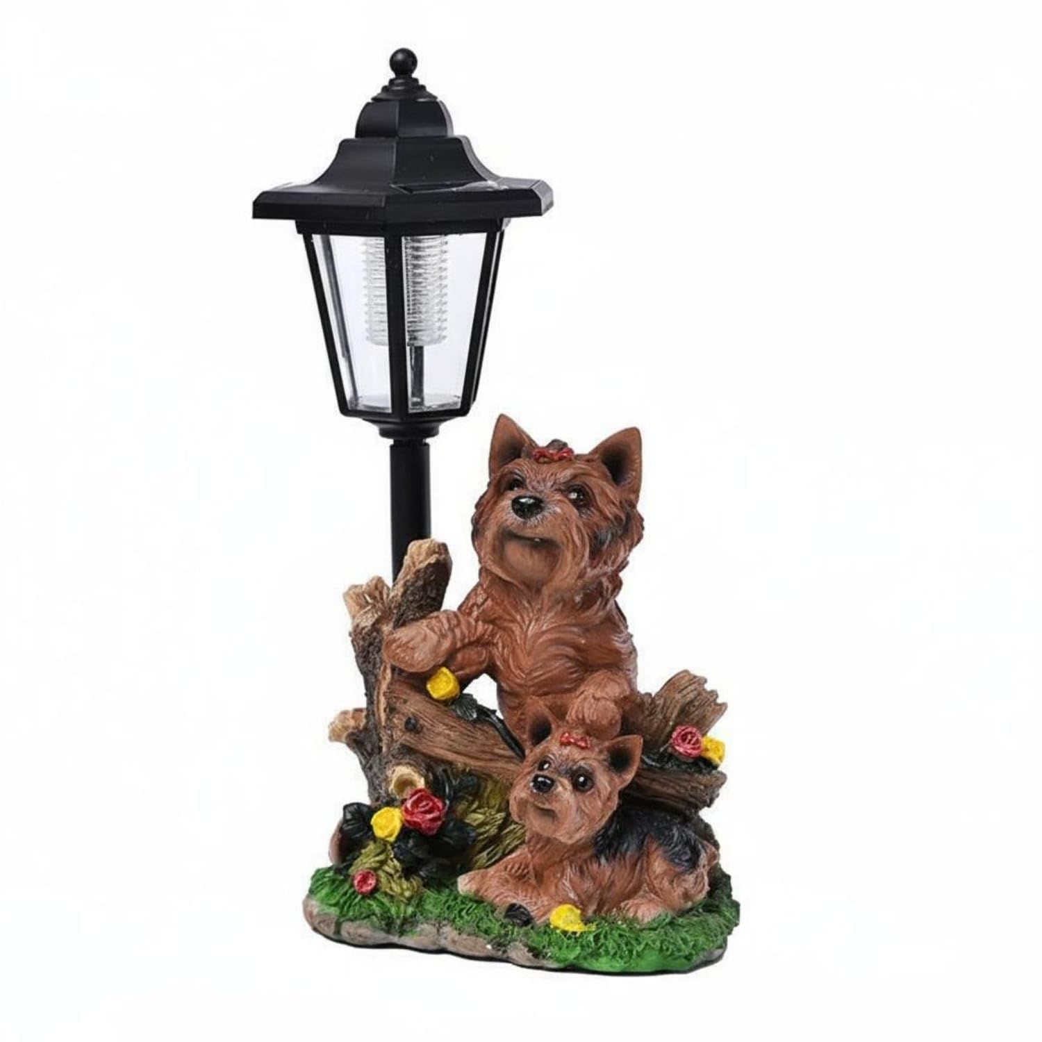 Weather Resistant Creature Figurine Path Light Handmade Solar Garden Figurine Light Resin Statue Solar Lamp for Yard, Patio, Walkway, Yorkshire Terrier-image-29