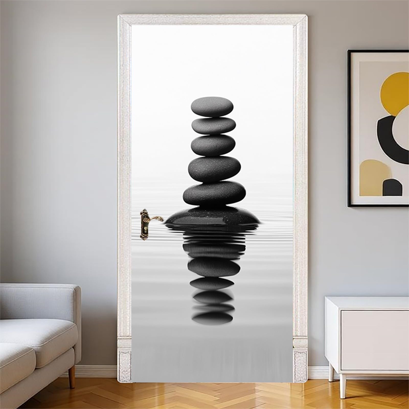 Türaufkleber selbstklebend 77 x 200 cm Stein Türtapete grau Türposter PVC Vinyl für Küche Wohnzimmer Schlafzimmer Bad Wanddeko