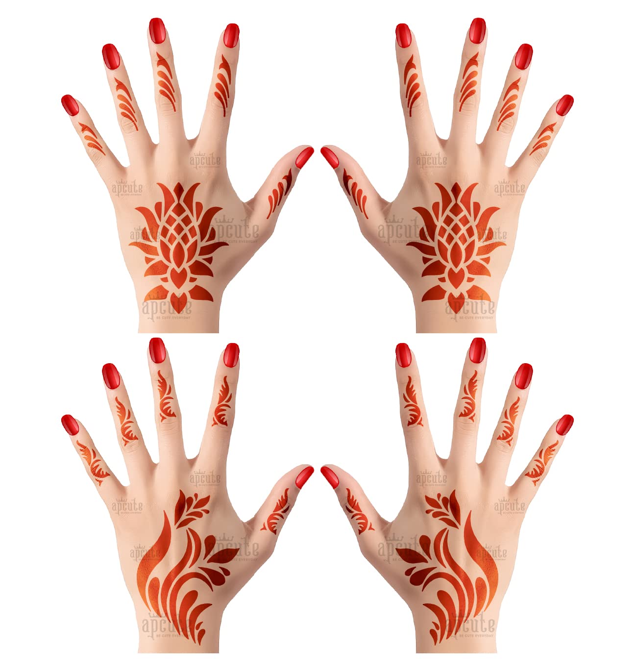Buy Apcute Henna Design Stecnils For Hand Set Of 4 Piece Mehndi Design For Hands Mehandi Tattoo For Women And Girls Design No Apcute S H69 70 Online At Low