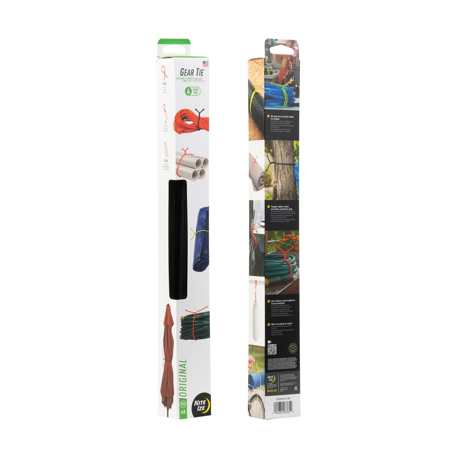 Nite Ize Kabelbinder Gear Tie - Größe 32, schwarz, 6 St., schwarz, s, NI-GTPP32-01-R8