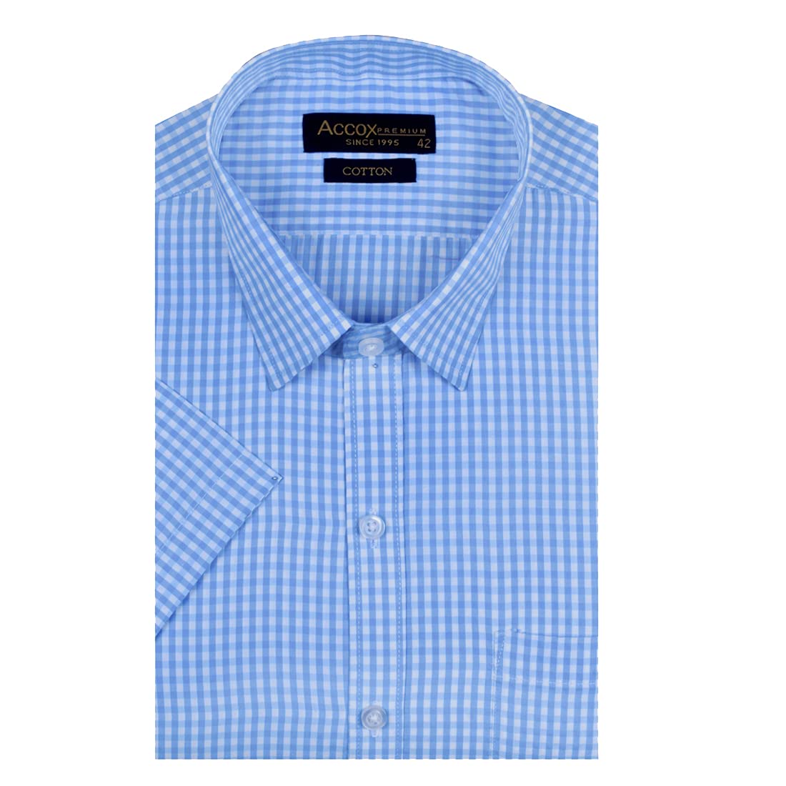 accox Men's Half Sleeves Formal Regular Fit Cotton Check Shirt(Multi,GO543)-picture-31